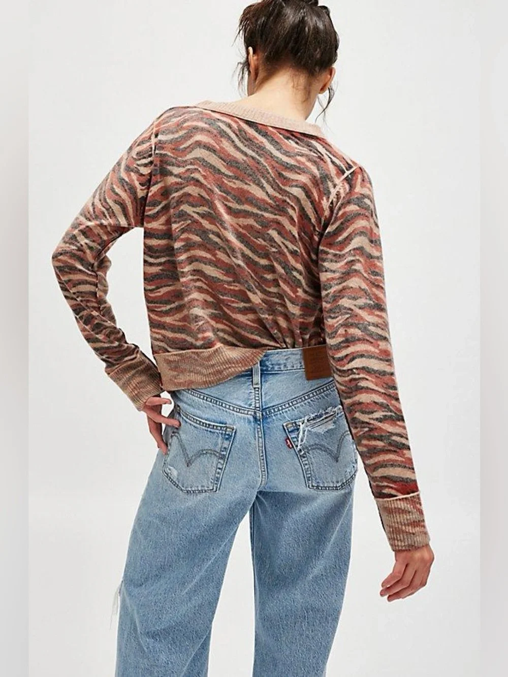 NWT Free People Nocturnal Patterned Cashmere Cardi Cuban Combo